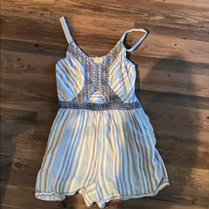 Stripe Embroidered Romper